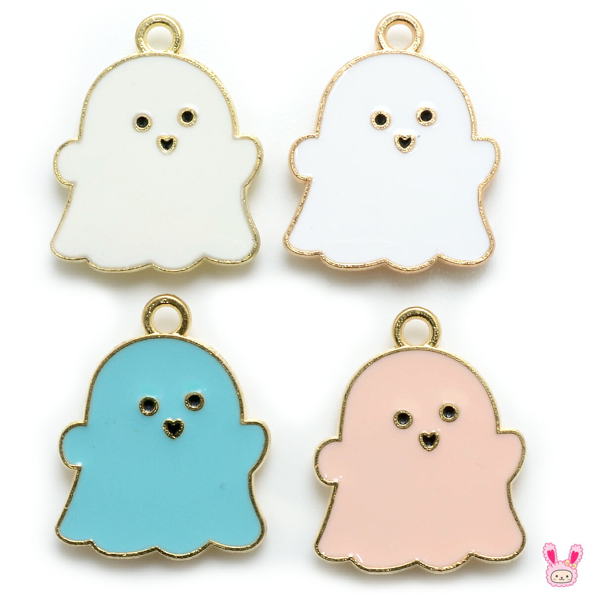 アクセサリーパーツ ハロウィン ゆるっとパステルおばけチャーム 2個 ［在庫限り］