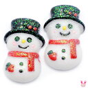 デコパーツ クリスマス キラキラおしゃれ雪だるま 4個