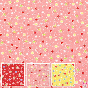 水玉と小さなフルーツ 10cm単位 切り売り スケア生地 HM10553S 双日
