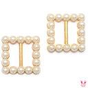 アクセサリーパーツ パール付きバックルパーツ スクエアタイプ 内径13mm 2個入
