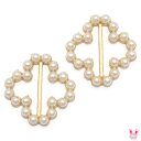 アクセサリーパーツ パール付きバックルパーツ クローバータイプ 内径19mm 2個入