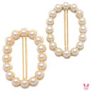 アクセサリーパーツ パール付きバックルパーツ オーバルタイプ 内径19mm 2個入