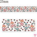 プリントリボン 手を振る2色の雪だるまリボン 幅25mm 1m単位 切り売り (3m以上)