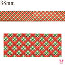 プリントリボン 赤と緑のチェックダイヤ柄リボン 幅38mm 1m単位 切り売り (3m以上)