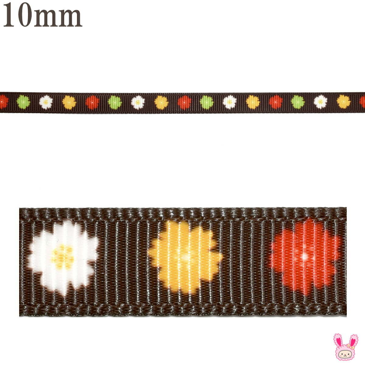 樂天商城 - プリントリボン　秋のフラワーリボン　幅10mm　4m　★