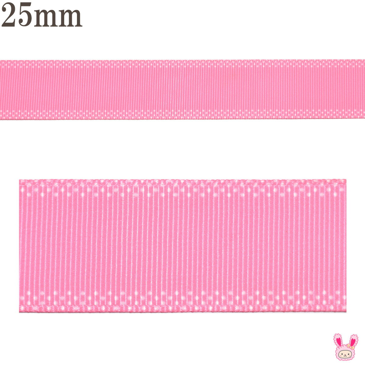 プリントリボン　ピンドットのサイドラインリボン　幅25mm　1m単位　切り売り　(3m以上)