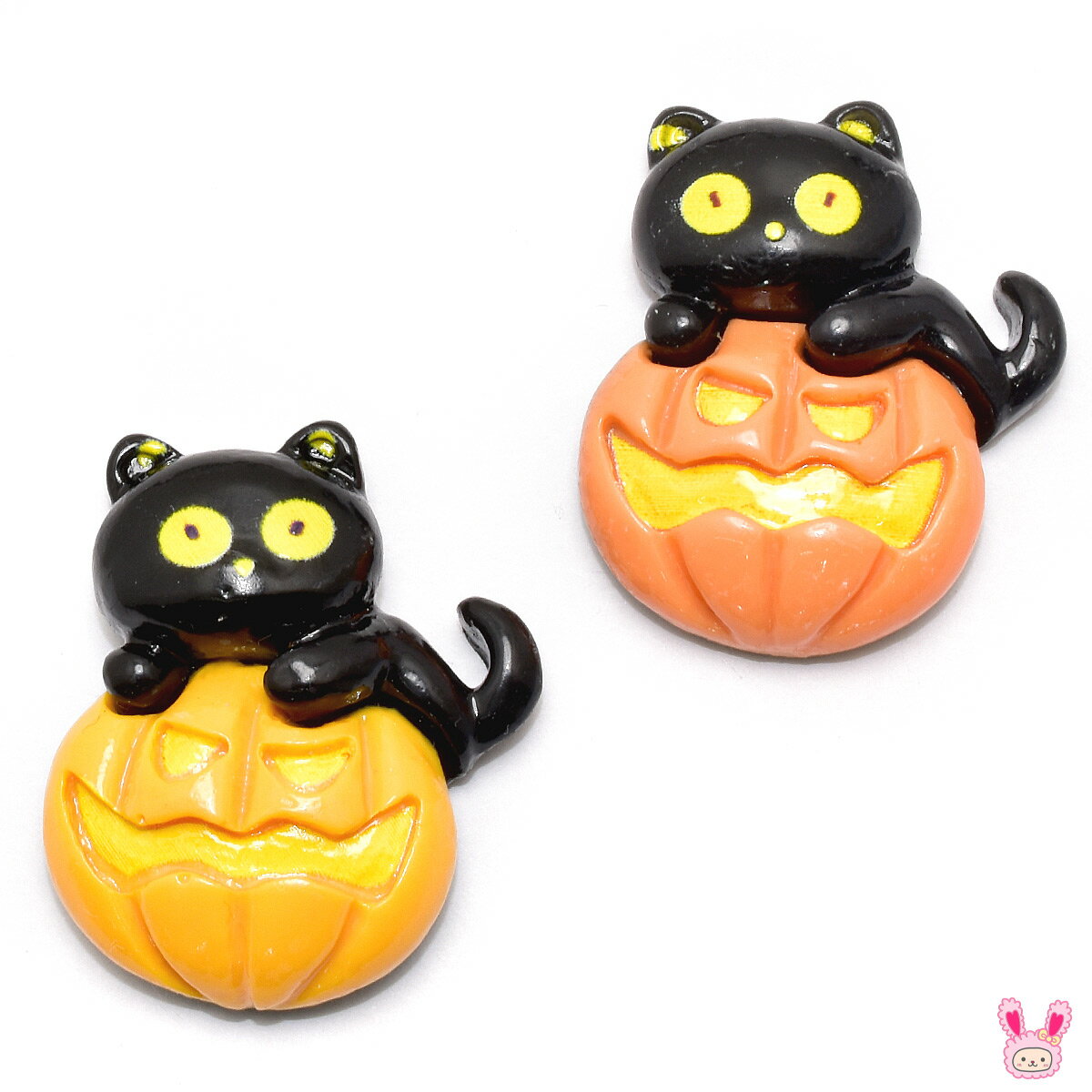 デコパーツ ハロウィン 黒猫とカボチャパーツ 4個