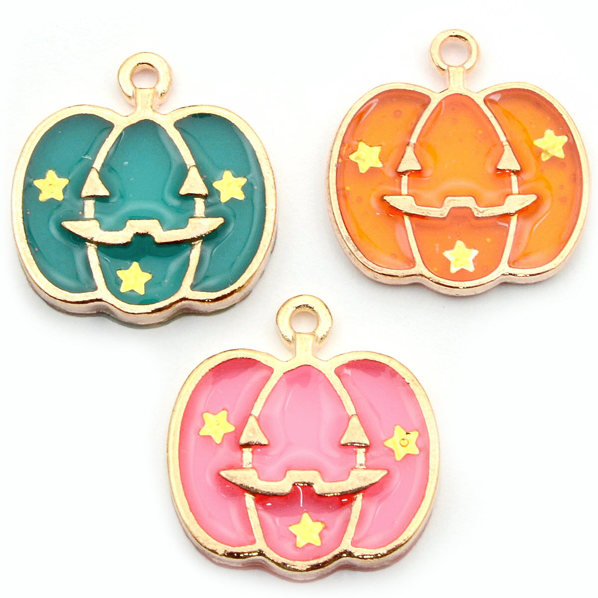 アクセサリーパーツ　ハロウィン　星のスマイルカボチャチャーム　2個
