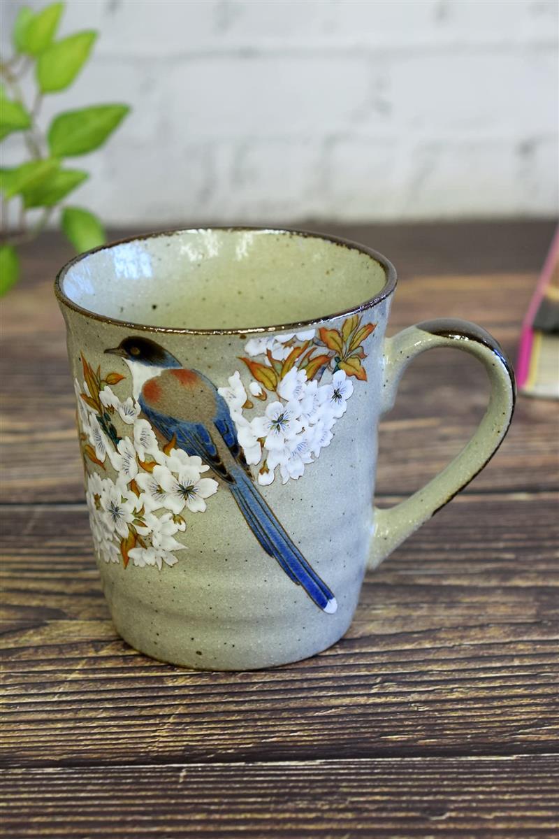 和座の蔵 おしゃれ 九谷焼 マグカップ 山桜に鳥 高級 ブランド 食器 日本製 誕生日プレゼント 還暦祝い 古希祝い 喜寿祝い 米寿祝い ギフト