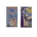2本セット ブックマークブックマーカー 金属 風景のしおり学生 教師 絵画 復古 読書·学習用 文房具 誕生日プレゼント バレンタインデーギフト(日の出+星月夜)