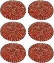 富士商 たわし 銅 キッチンスポンジ 6個入 直径9×厚さ2cm 雑菌の繁殖を防止 頑固な汚れに 純銅タワシ F4389