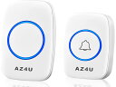 AZ4U ワイヤレスチャイム インターホン 電池式 ドアベルキット 工事不要 防水 玄関 介護 呼び出し 60種類のメロディ 4段階音量調整 ホワイト