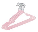 ハンガー 滑らない 10本組 すべらないハンガー PVC特殊ラバー加工 かたくずれ防止 clothes hanger スリム 軽量 おしゃれ 滑らない 滑り落ちない 乾湿両用 はんがー (ピンク)