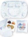 ひっくり返らない ベビー食器セット【 EasyMat ミニ (スプリンクル) 】 離乳食 5つの吸盤で安定力UP シリコン素材 プレート (皿) 【 EasyTots 】フタ・専用袋 付【仕切りあり】