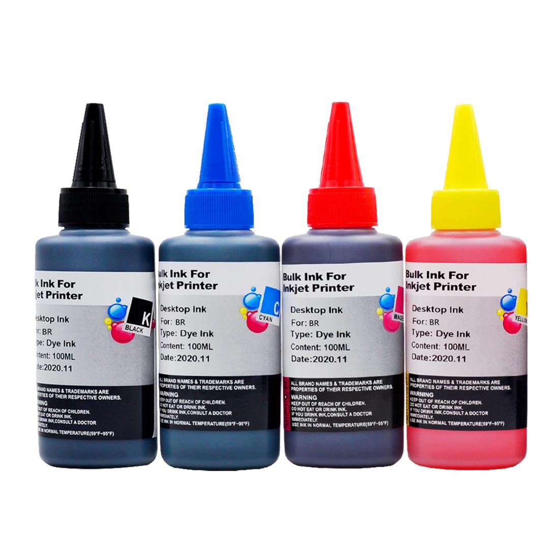 metroeb ブラザー Brother 詰め替えインク 互換 100ml 4色セット 全機種対応 BK/C/M/Y ボトルインク【ピーチマート】