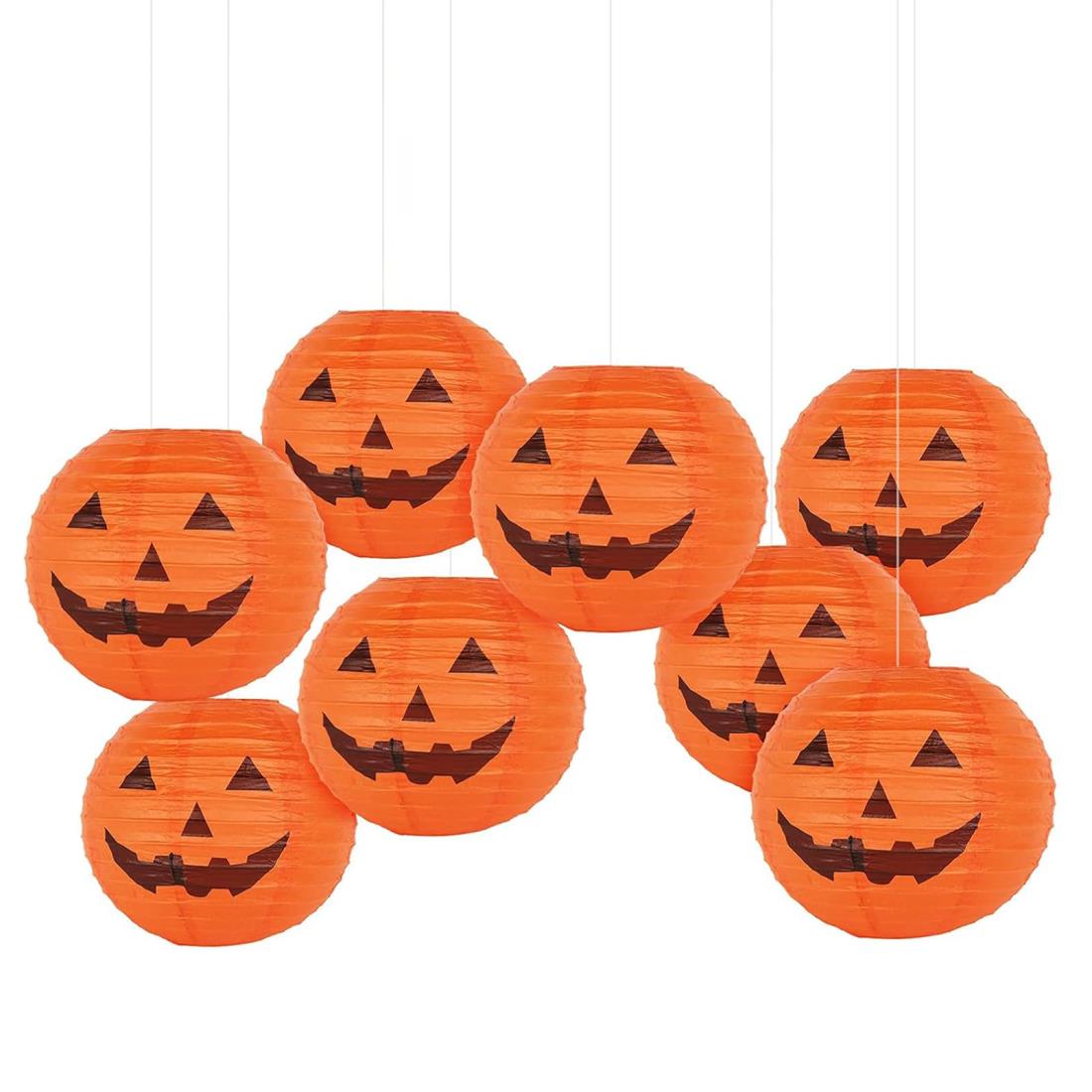 かぼちゃの紙ちょうちん 8個入り ハロウィン 紙ちょうちん 折り畳み式ちょうちん ハロウィン装飾 ちょ..