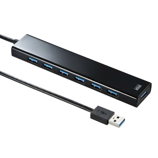 サンワサプライ USBハブ 7ポート 急速充電ポート付き(2.1A出力×1) USB3.2Gen1 ブラック USB-3H703BKN サンワサプライ USBハブ 7ポート 急速充電ポート付き(2.1A出力×1) USB3.2Gen1 ブラック USB-3H703BKN