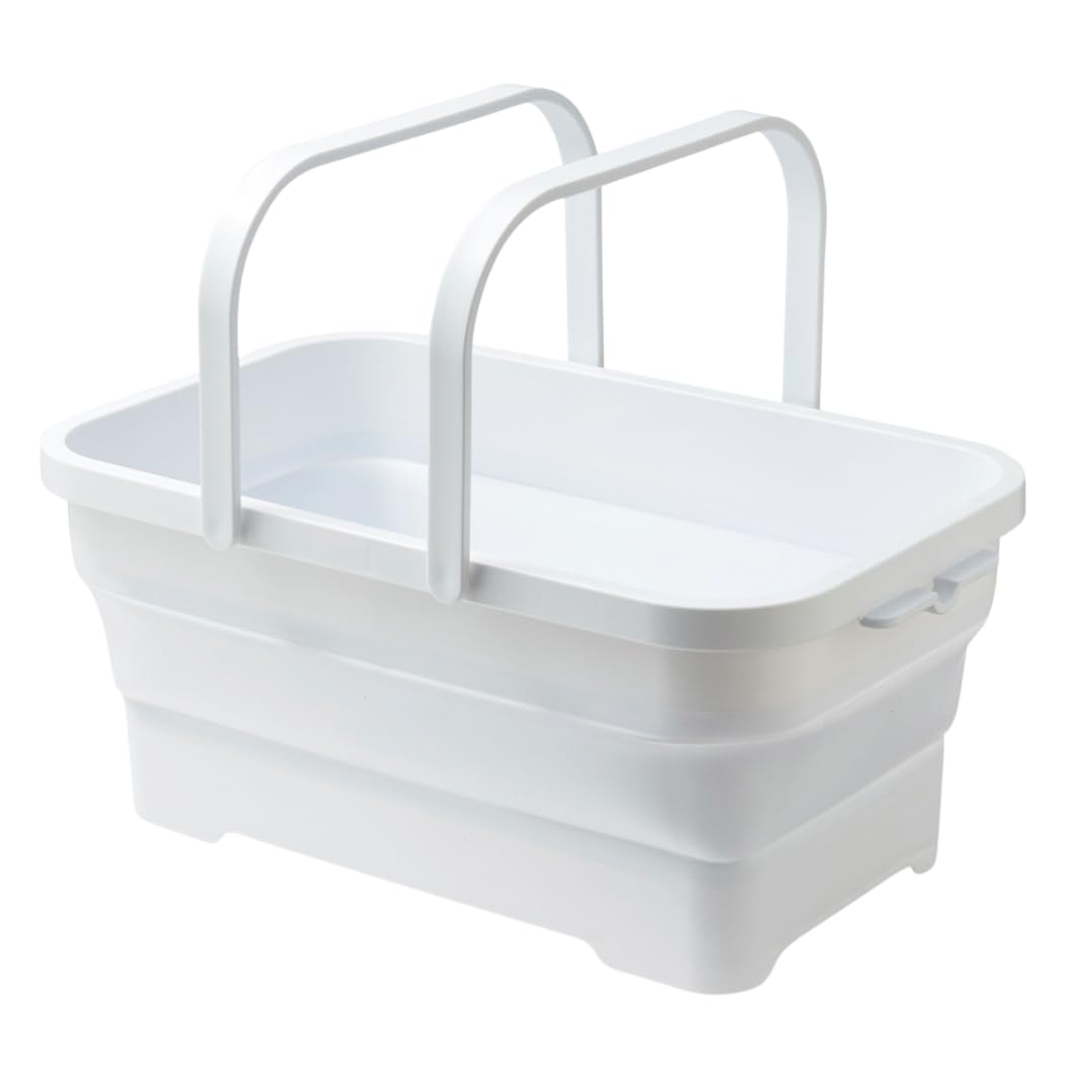 伊勢藤(ISETO) 折りたたみバスケット ソフトバスケット ホワイト 15L 幅46.3×奥行29.0×高さ6.8~19.6cm ..