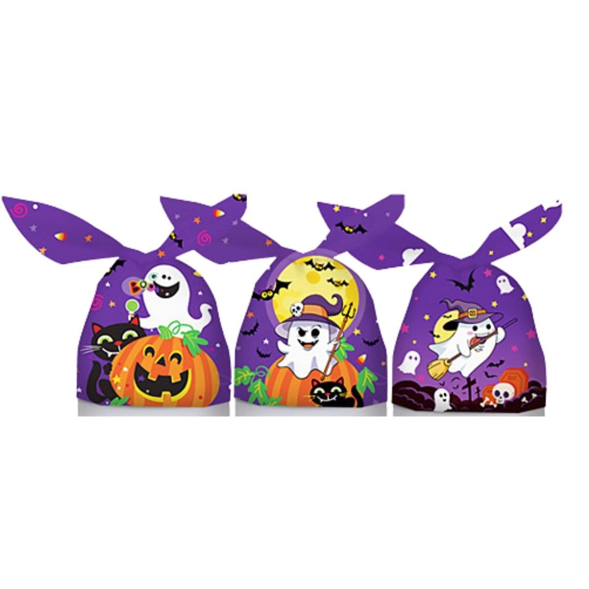 ハロウィン ラッピング袋 お菓子 B:ハロウィンゴースト 50枚セット 23×13.8×3cm マチ付き パーティー ..