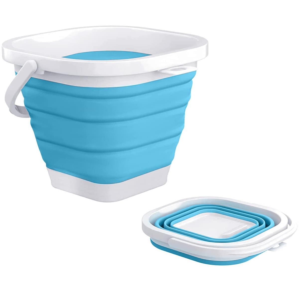 RULAYMAN 折りたたみバケツ 折り畳みバケツ ソフトバケツ シリコン 釣り 洗車 園芸 アウトドア 掃除 四角 四色(3L, ブルー)