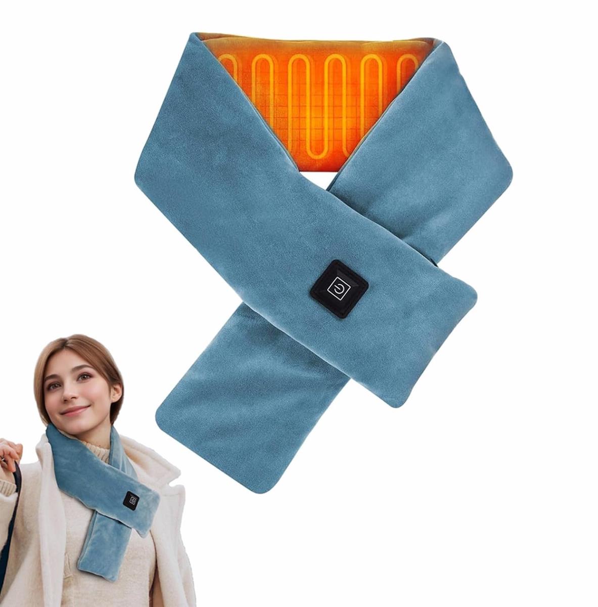ZAFEE 電熱ネックウォーマー USB電熱マフラー 3段階温度調節 ヒーターマフラー 洗える防寒スカーフ 男女兼用 (ブルー)