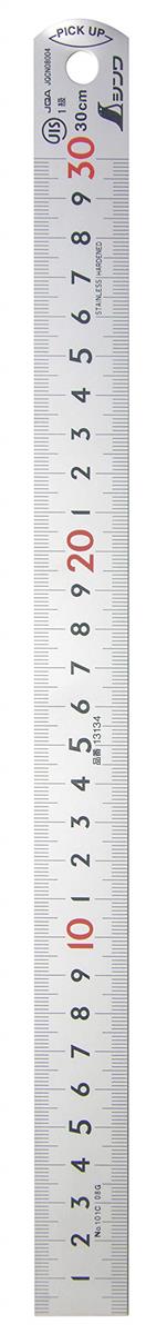 シンワ測定(Shinwa Sokutei) ピックアップ スケール シルバー cm表示 上下段 1mmピッチ 30cm JIS1級 赤数字入 13134