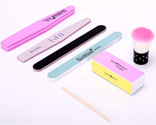 【LWC】 爪やすり ネイルケア やすり スポンジネイルファイル ジェルネイル用ファイル 4面ブロックバッファー爪ヤスリ ネイルケアセット プロ仕様 サロン用 五種類の爪磨き + ネイルブラシ (7枚セット)