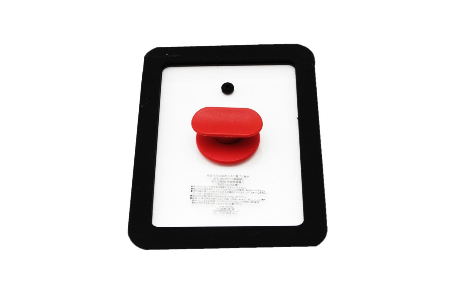 谷口金属 シリコンでずれ落ちにくい 玉子焼き 卵焼き フライパン 蓋 フライパンカバー 13×18cm 対応 強化ガラス 中身が見える ガラス蓋 油汚れが付きにくい レッド