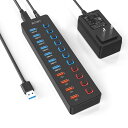 USBハブ JESWO USB3.0 ハブ 電源付き 11ポート USB HUB USB3.0ポートx7 5Gbps高速伝送 + 充電ポートx4 100cmケー...
