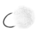 ワン リミテーション ヘアゴム ファー付き ボンボン かわいい 無地 ヘアアクセサリー レディース ガールズ HS002(ホワイト)