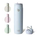 BOTTLE BOTTLE 水筒 1リットル 大容量 1000ml ストロー付き 直飲み 保温保冷 真空断熱 子供 大人 持ち手付き おしゃれ 1L ボトル ステンレス 魔法瓶 二重構造 女の子 男の子 持ち運び スポーツ アウトドア ライトブルー(3)