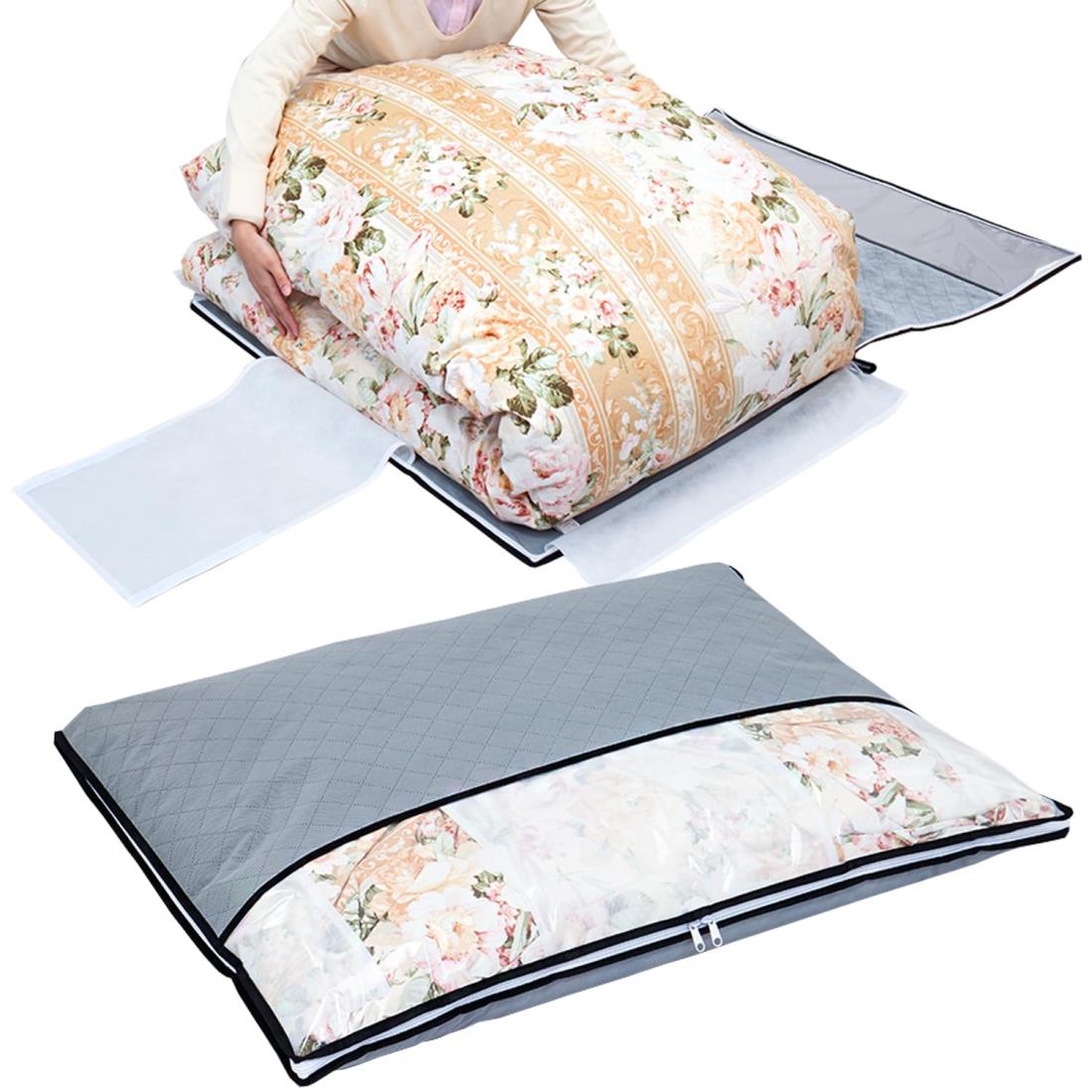 アストロ 活性炭消臭 羽毛布団収納袋 シングル 押さえベルトでとめるだけでコンパクト収納 活性炭のチ..