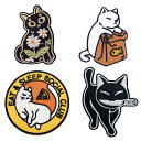 刺繍猫アイロンワッペン接着アップリケ パッチDIY アクセサリー、猫装飾パッチ補修、ジャケット、帽子、バックパック、ジーンズ用のネコ匹かわいいアップリケ パッチ (B-黒猫)