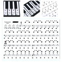 XPデザイン ピアノ キーボード ステッカー 楽譜 譜面 音符 シール 88/61/49/37 鍵盤 (ブラック)