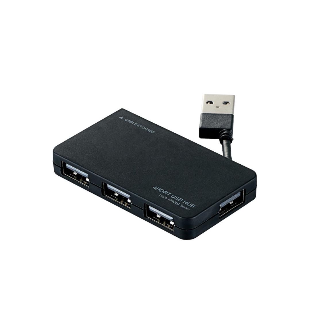 쥳 USB2.0 ϥ 4ݡ Хѥ ѥ ֥Ǽ ֥å U2H-YKN4BBK