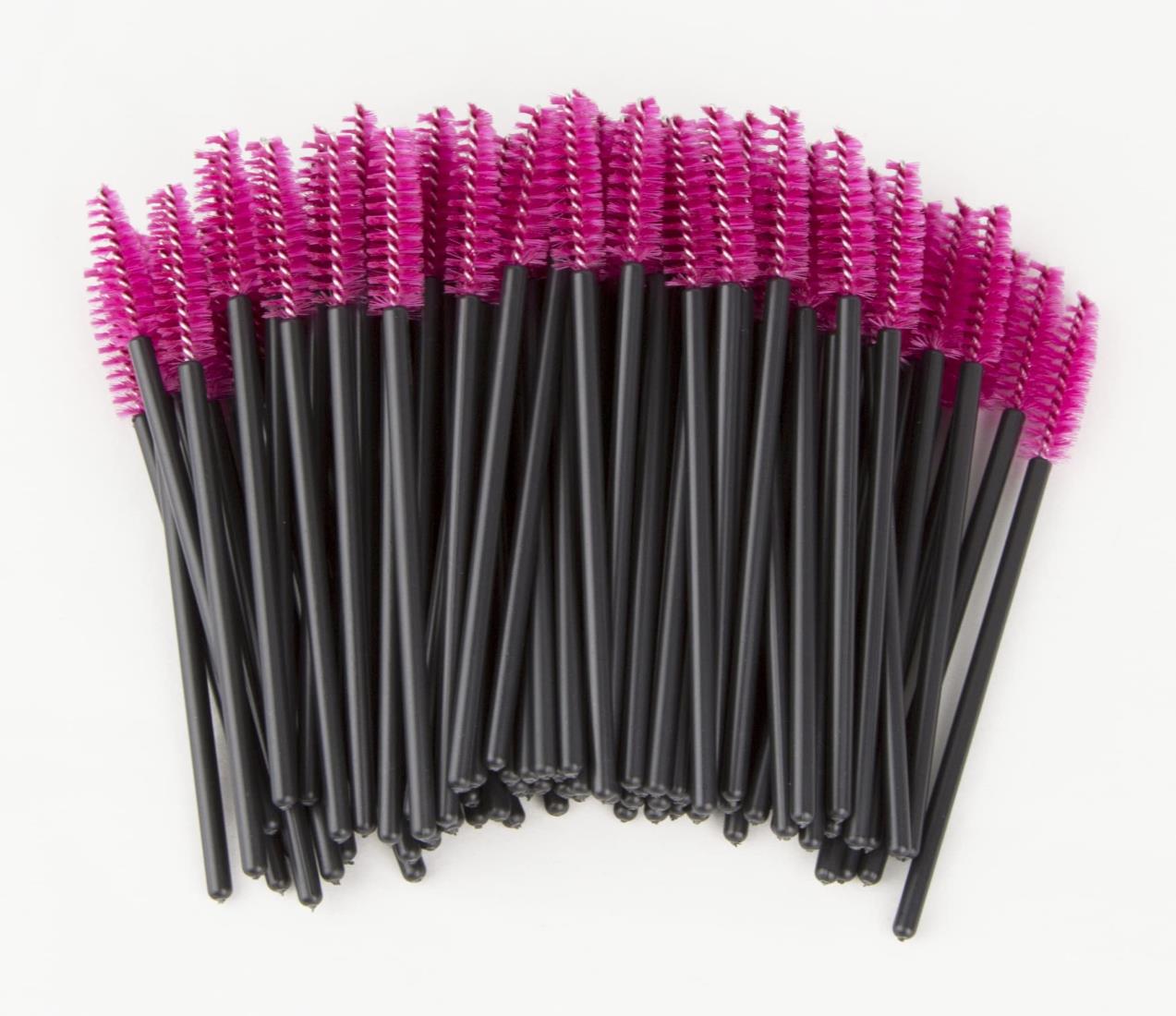 Kittro 100本 使い捨て まつげブラシ 眉ブラシ スク リューブラシ アイメイク 化粧用品 (バラ色)