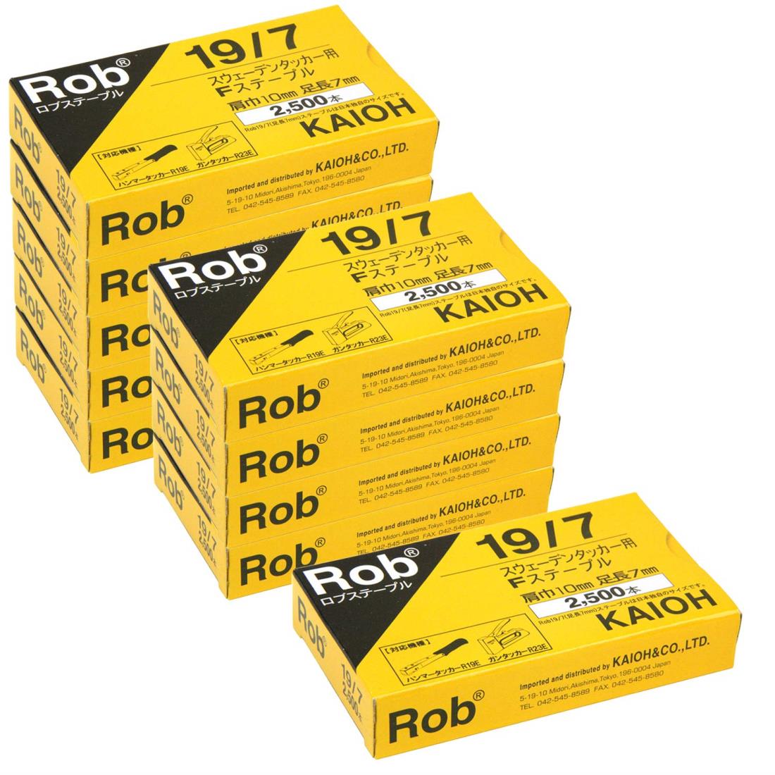 サイズ：10mm x 7mm◆商品名：海王 Robステープル 肩幅10mm/足長7mm 2500本入り 19/7 （まとめ買い10個セット）肩幅：10mm。 足長：7mm。 入数：2500本●亜鉛メッキが腐食を防ぐ。的確な角度が抜けるのを防止
