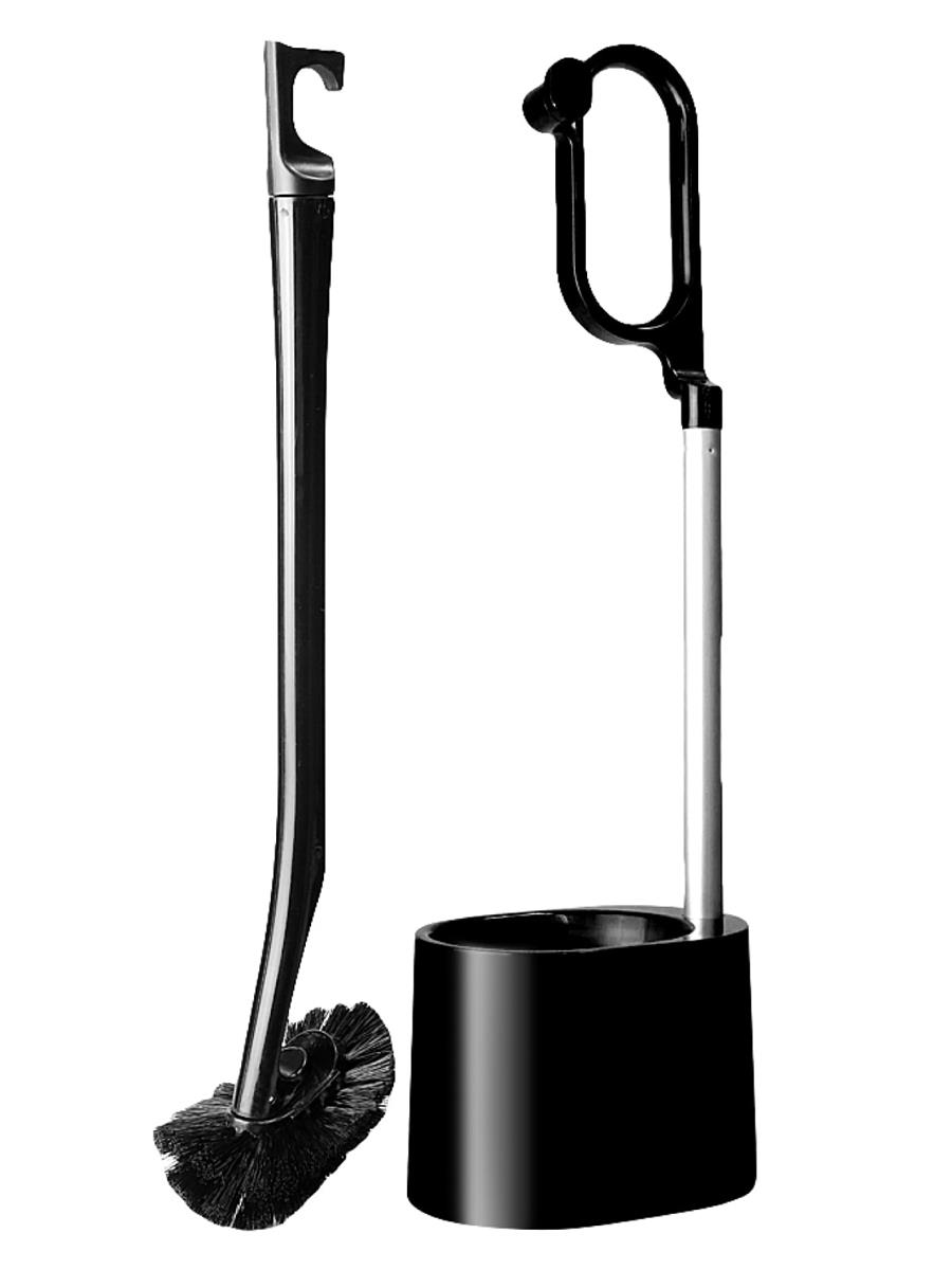 日本クリンテック Ka:z Clean トイレブラシ＆スタンド BK ブラック 幅9.5cm 全長46cm 取って付きケース フチ裏に届く お手入れ簡単 水..