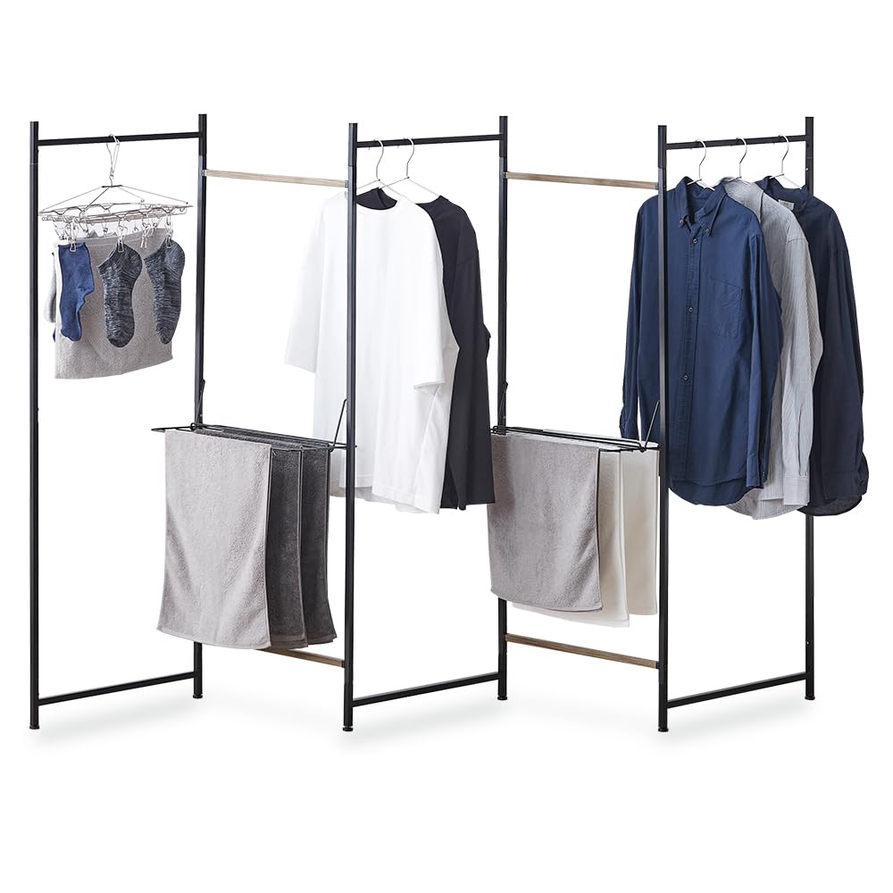 アイリスオーヤマ 折りたたみ物干し 物干しラック 5連 ブラック 幅250×奥行24 シンプルなデザイン 変形可能な屏風型 コンパクトかつ機能的 1度に干せる目...