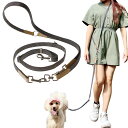POOKIE 犬 リード ショルダーリード 肩掛け ウエ スト 手持ち 3WAY ハンズフリー おしゃれ 手ぶら 布 キャンバス 生地 多頭飼い (セット)