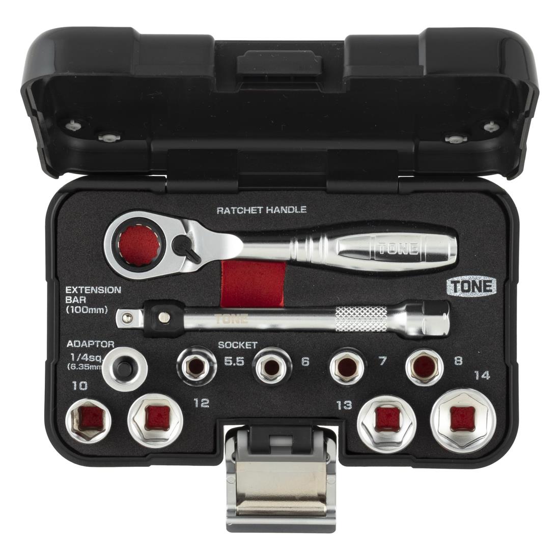トネ(TONE) ソケットレンチセット N-S1183SSP 差込角6.35mm(1/4”) ブラック 内容11点