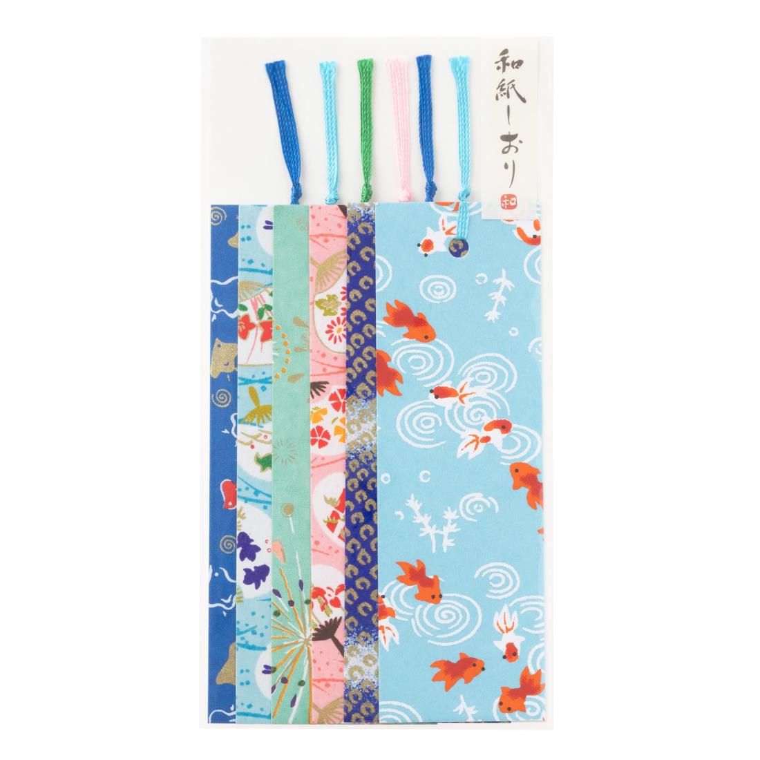 【.co.jp 限定】和紙かわ澄 友禅和紙 型染め しおり ブックマーカー 6枚入 金魚 夏の風物詩 80459