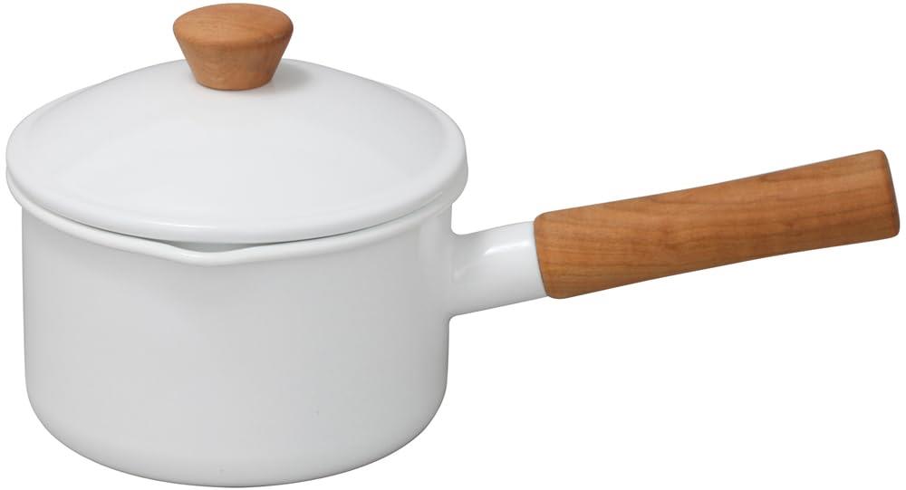 野田琺瑯(Nodahoro) ソースパン 14cm ホーロー ガス火/IH対応 片手鍋 日本製 クルール ホワイト CL-14NW