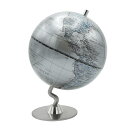 hackgear インテリア地球儀 アンティーク調 世界地図 地理 オブジェ 英語表記 空間演出 小道具 (シルバー)