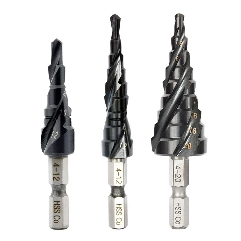 YMJOGGUE ステップドリル タケノコドリル 六角軸 ス パ イ ラ ルドリル 穴あけ たけのこドリル 窒化チ..