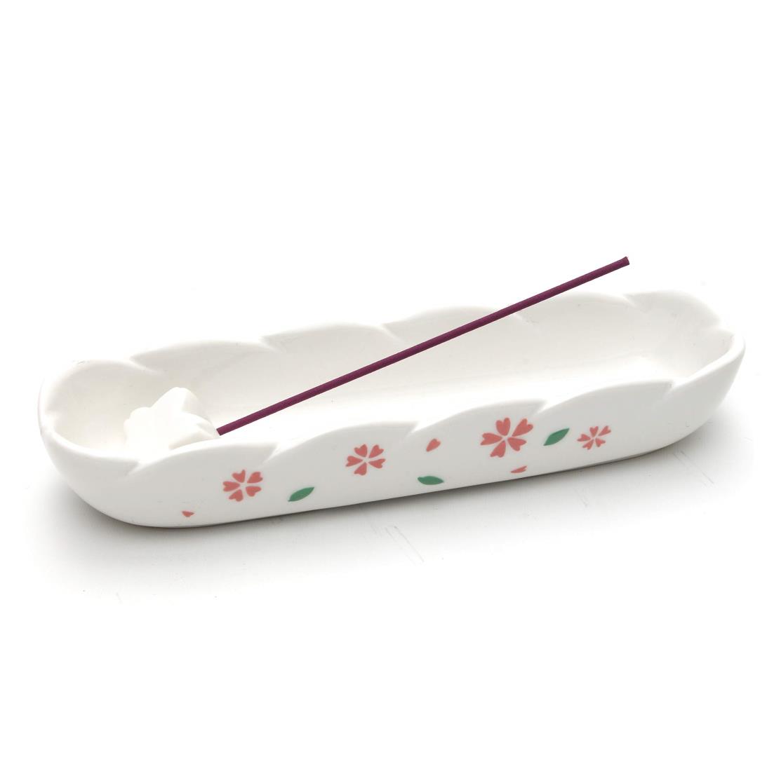 香炉 陶器 横置き 横型 白 香立て付き 寝かせ 線香 インセンス スティック アロマバーナー