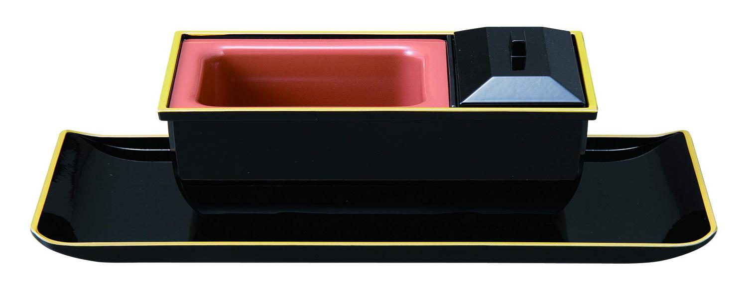 サンメニー 本格 香炉 お盆付き 5.0寸 回し焼香 山中漆器 日本製 焼香盆 セット お盆 お彼岸 法要 に お 香 線香 焼香 インセンス 仏具 現代仏壇 お仏壇 黒 フチ金 焼香盆(特小) お供え お焼香 線香立て インセンスホルダー コンパクト 小さい 小物 幅15.5×奥行8.6×高さ7.0