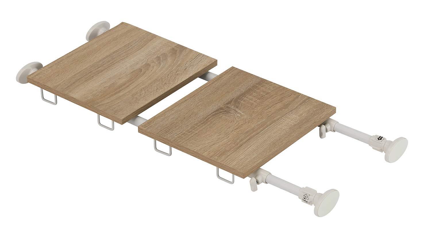 武田コーポレーション 【つっぱり棒・伸縮棚・見せる収納】 ホワイト/オーク 75~128×34×5 突っ張りデザインラック C0-TR128WH