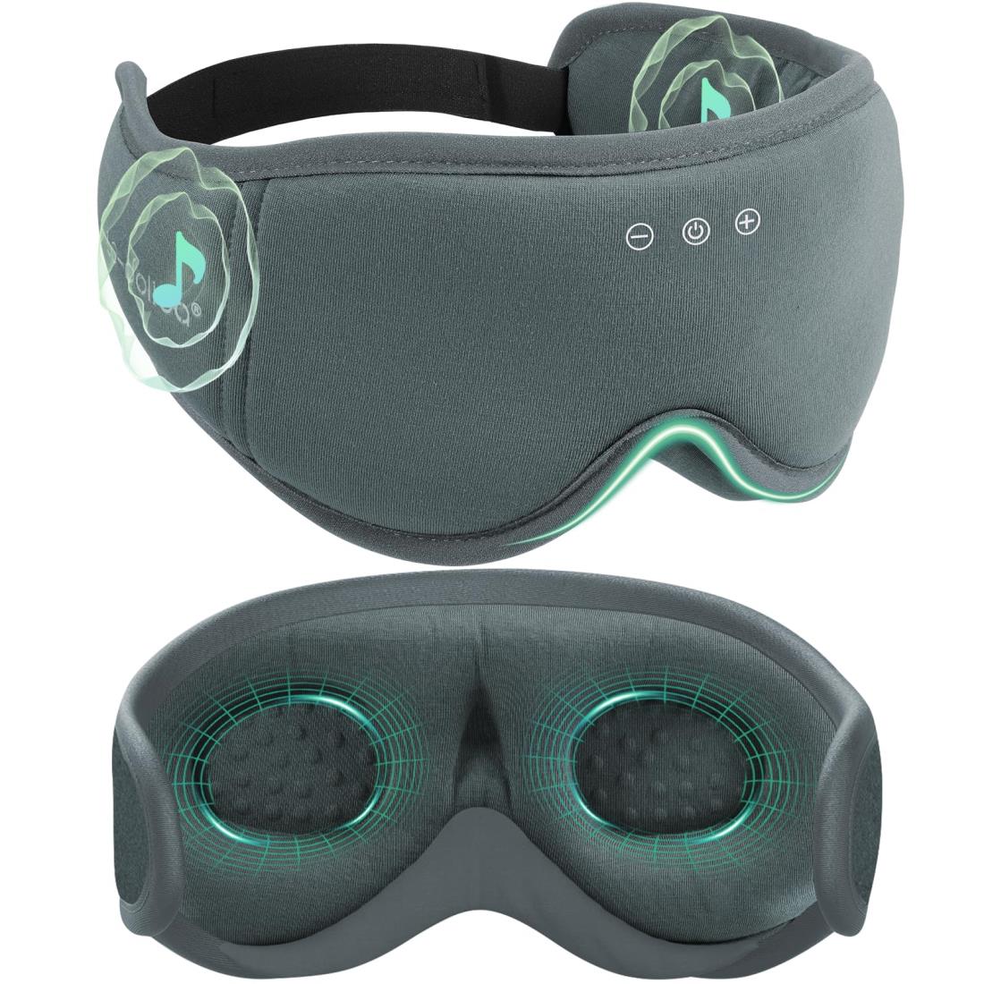 LC-dolida アイマスク 睡眠用 竹布製 3D立体型 アイマスク 耳まで覆う USB 充電式 光の遮断 安眠 快眠 グッズ 旅行グッズ 軽量 男女兼用 洗濯可能 携帯用ケース付 グレー