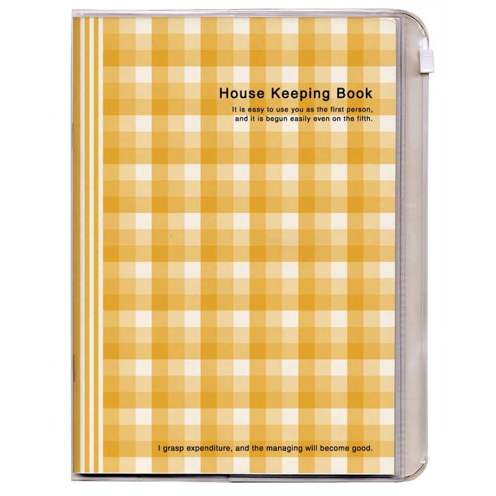 エムプラン かんたん 家計簿 パターン オン チェック カバー付 オレンジ 200746-04